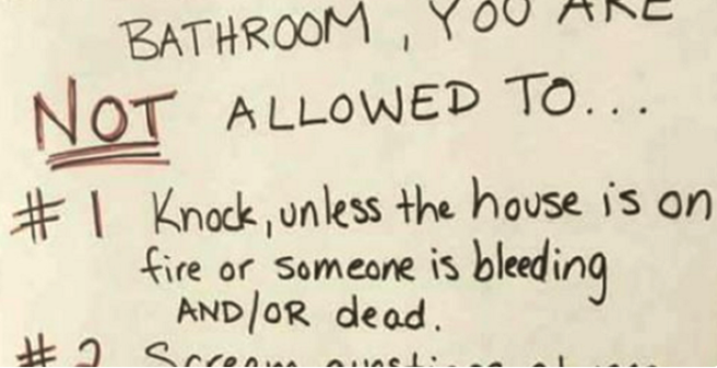 Bathroom Rules can i survive two minutes without mom?' these toilet rules are gas Bathroom Rules can i survive two minutes without mom?' these toilet rules are gas