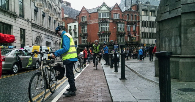 Major disruption in Dublin yesterday as bike protesters formed barricade